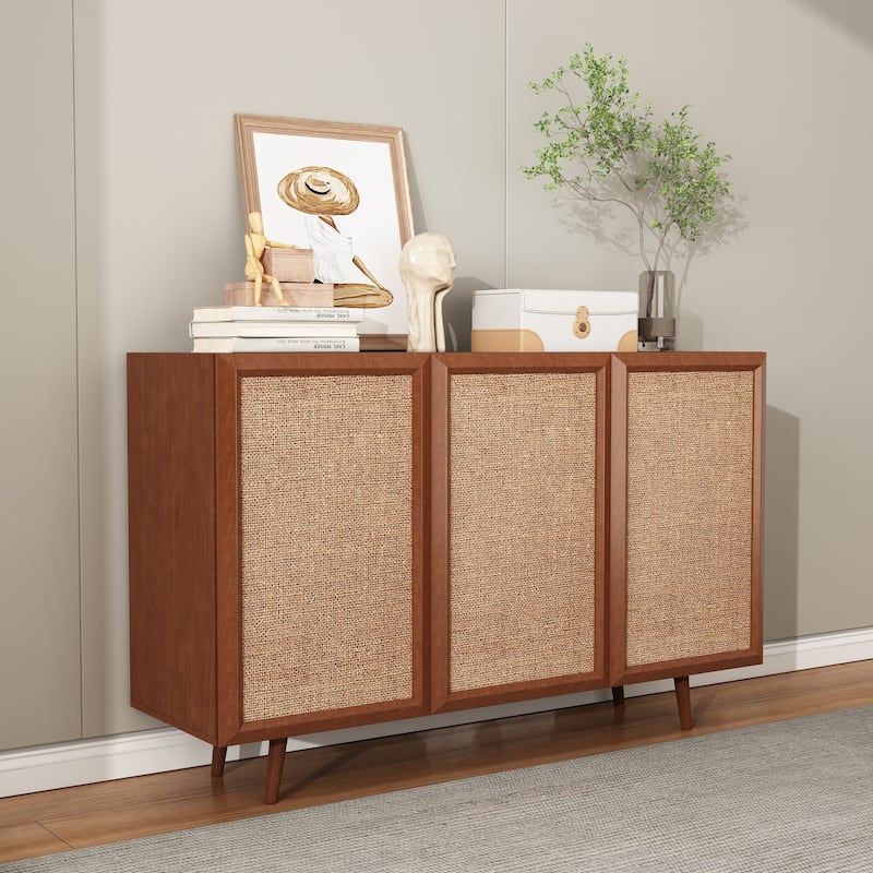 Entryway Storage Media Console Farmhouse TV Stand Accent Buffet Sideboard Cabinet With Doors and Shelves