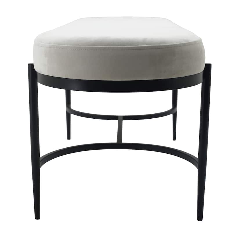 Luxurious Upholstered Bench with Metal Base Frame - 47.5", Ivory - 47.5"