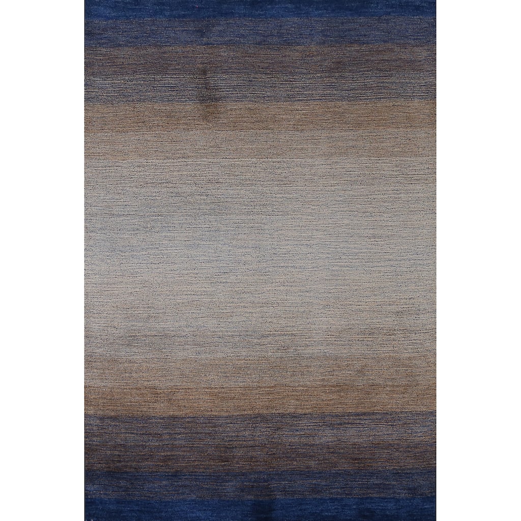Striped Modern Gabbeh Indian Area Rug Multi-Color Handmade Wool Carpet - 5'3" x 7'7"