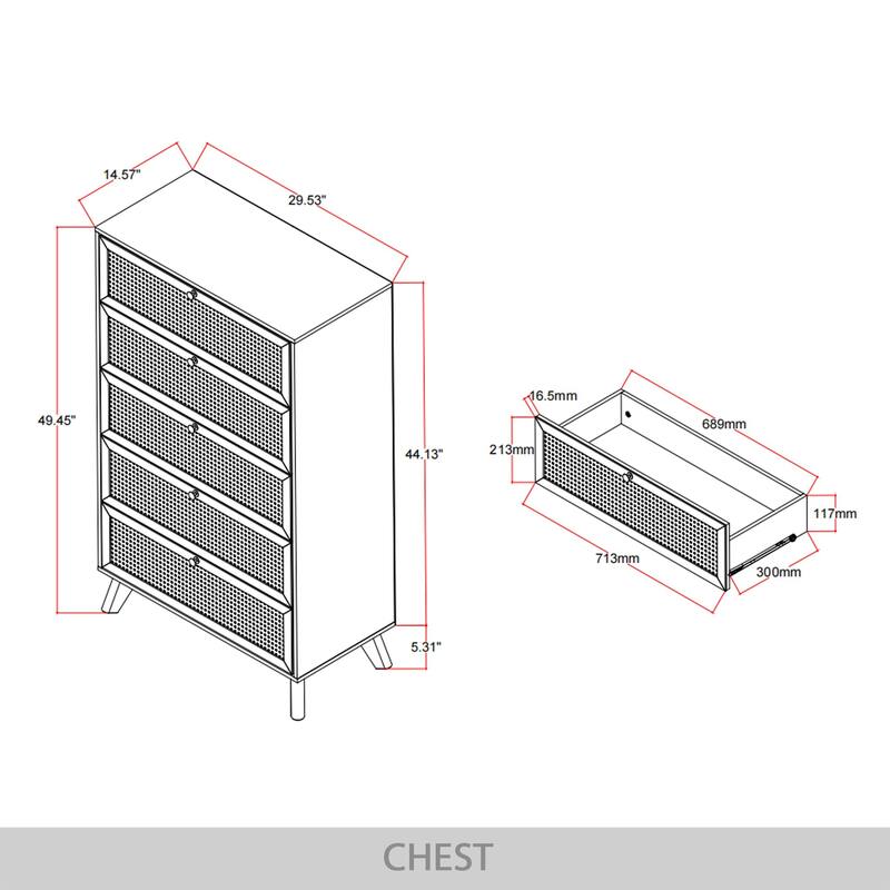 CraftPorch 5-pieces Mid-Century Modern Bedroom Set