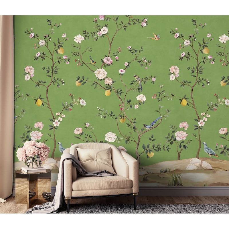 Daisy Bennett Designs Blossom Chinoiserie Peel and Stick Wall Mural - 81 in W x 10 ft. L