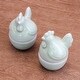 preview thumbnail 3 of 4, NOVICA Celadon ceramic egg cups, 'Hen Breakfast' (pair)