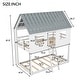 preview thumbnail 4 of 7, Low Twin over Twin Bunk Beds with Roof and Fence-Shaped Guardrail - Safe and Stylish