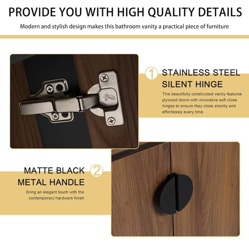 Malwee 24"/30" FreeStanding Bathroom Vanity, Floor Stand Bathroom Vanity with Sink,Soft Close Door and Adjustable shelf