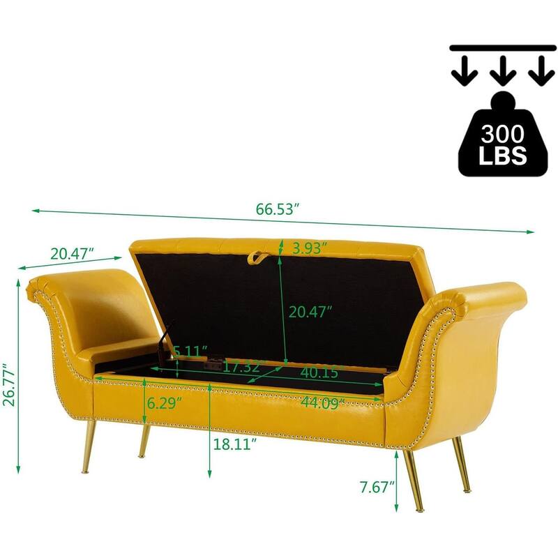 Armed Ottoman Bench PU Leather Bench Button Tufted Sofa Stool Bench Footrest Stoolfor Entryway, Living Room and Window