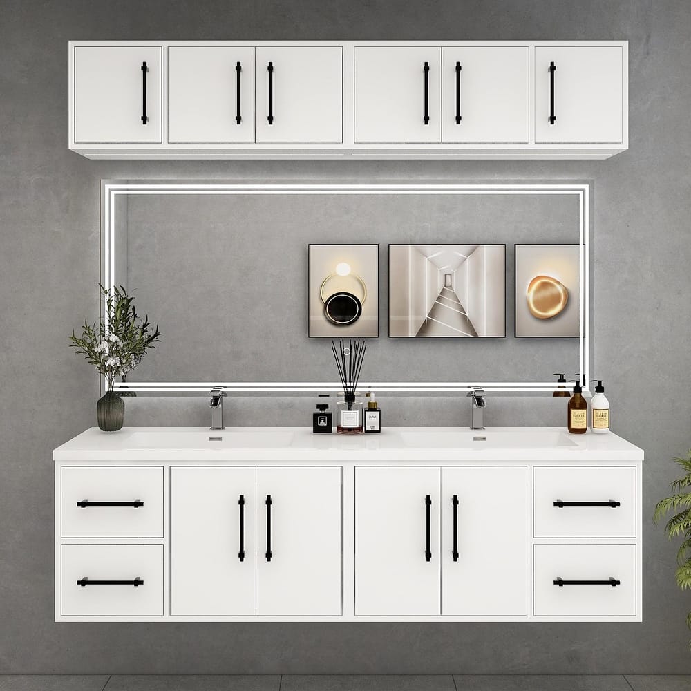 Victoria 72'' Double Sink Wall-Mounted Vanity Set with Motion Sensor LED light Top Cabinet