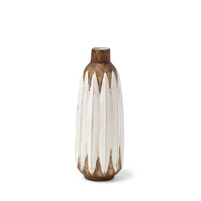 Sisko I Short Rustic Brown White Ceramic Vase