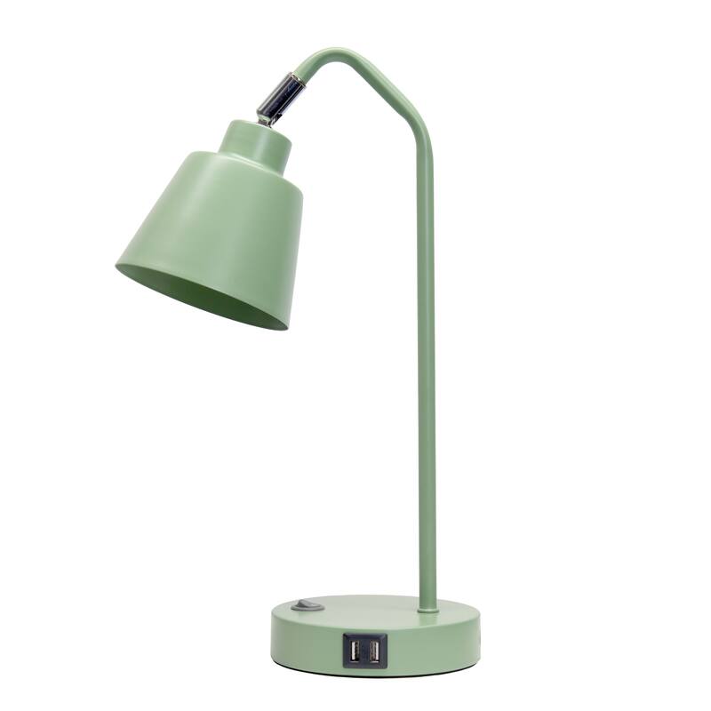 Adjustable Desk Task Lamp with Dual USB Ports - 16" - Sage Green
