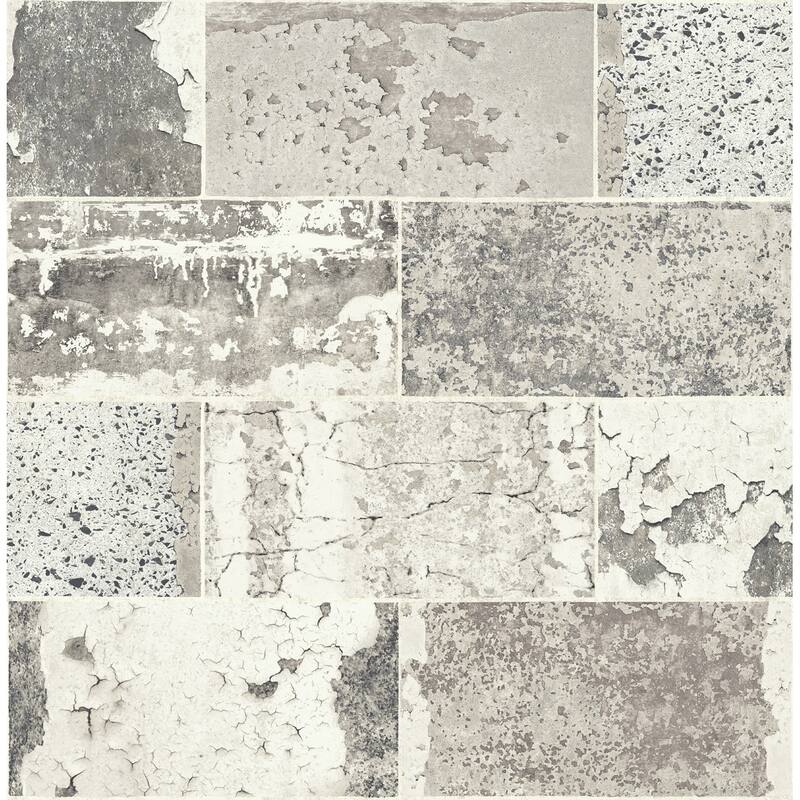 Seabrook Designs Distressed Faux Tile Unpasted Wallpaper - 20.5 in. W x 33 ft. L - Greige
