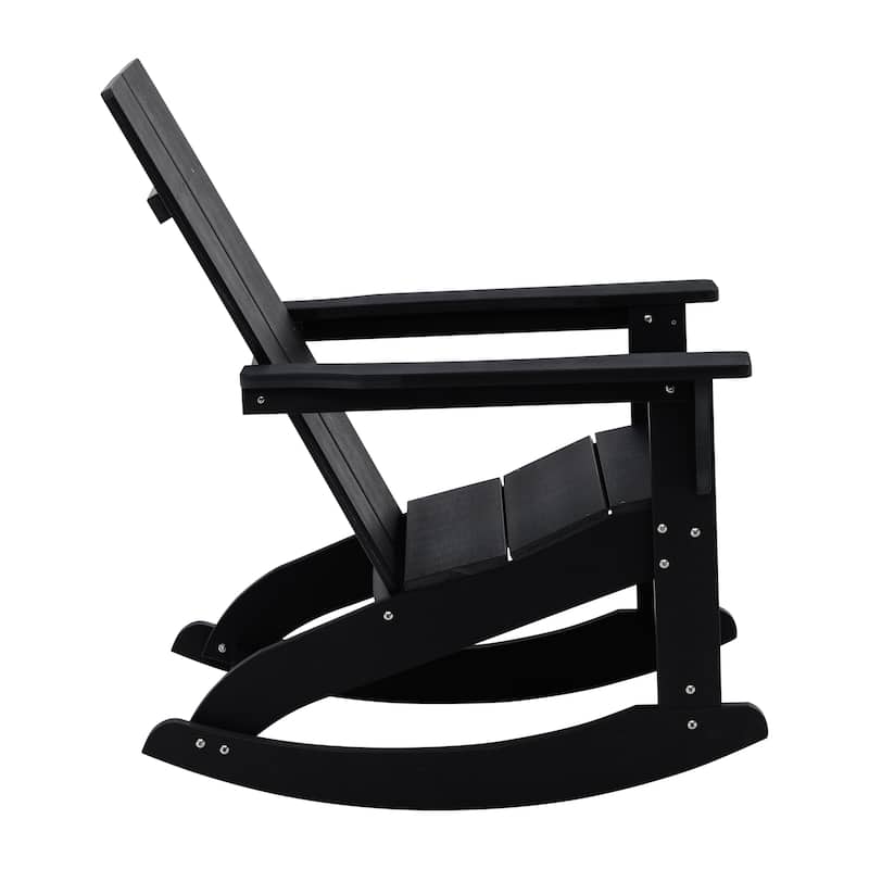 Modern 2-Slat Adirondack Poly Resin Rocking Chair for Indoor/Outdoor Use