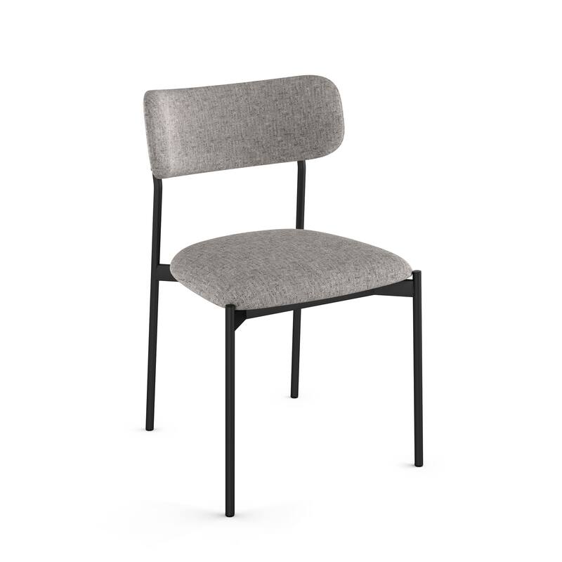 Amisco Yasmina Upholstered Dining Chair with Metal Leg - Single - Grey Polyester black pepper spots / Black Metal
