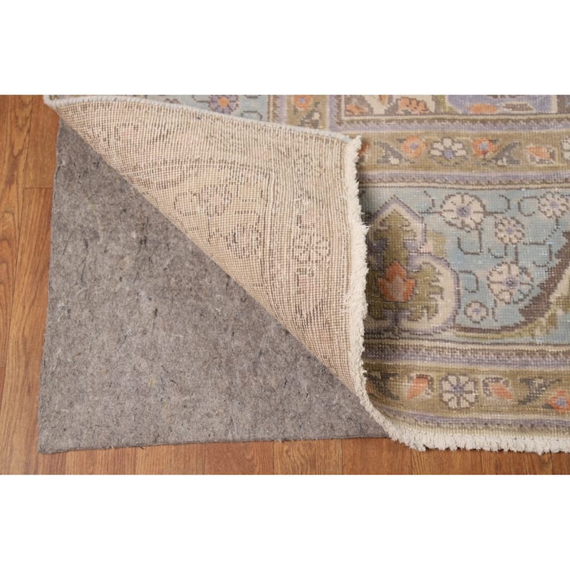 Geometric Tabriz Persian Area Rug Light Blue Handmade Wool Carpet - 9'7"x 12'4"