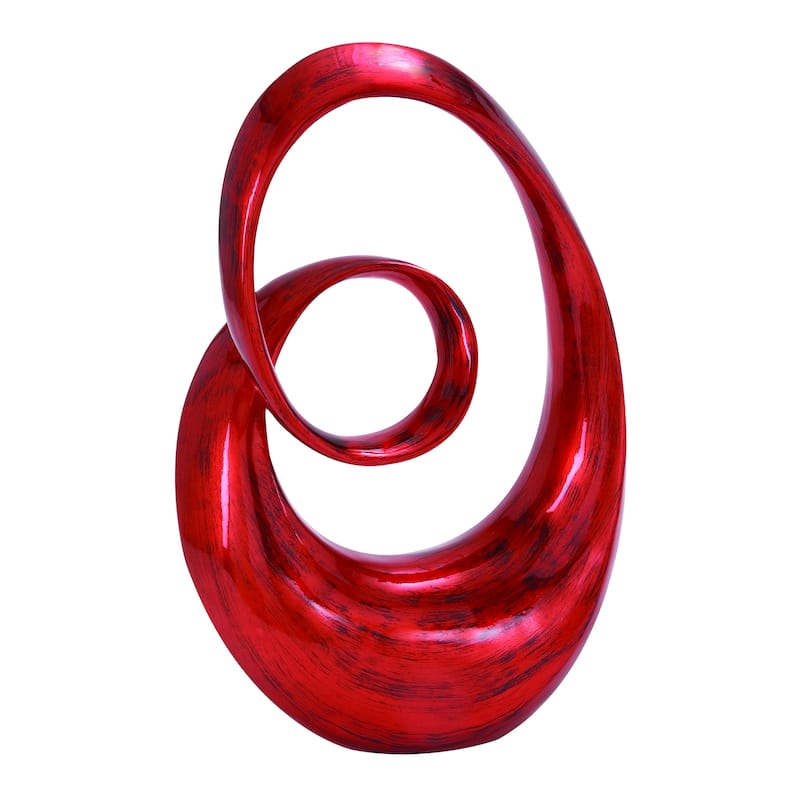 Red or Brown Polystone Swirl Abstract Decorative Sculpture