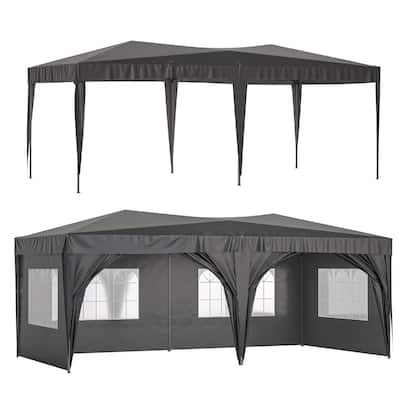 10'x20' EZ Pop Up Canopy Outdoor Portable Party Folding Tent with 6 Removable Sidewalls + Carry Bag + 6pcs Weight Bag