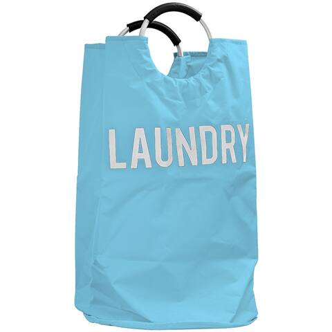 American Art Decor Collapsible Laundry Hamper Clothes Basket with Cushioned Handles - Blue (31" x 17")