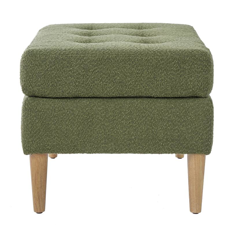 Christopher Knight Home- Modern Mid-Century Upholstered Tufted Ottoman with Solid Wood Legs & Versatile Use