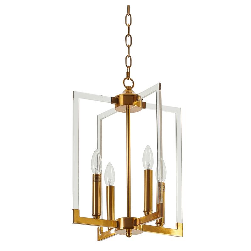 4-Light Bronze Metal Frame Chandelier With Acrylic Arms