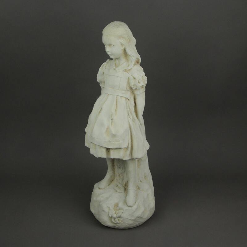 Alice In Wonderland Antique White Finish Concrete Statue 19.5 Inch - 19.5 X 6.5 X 6.25 inches