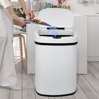 13 Gallon Stainless Steel Trash Can, Kitchen Garbage Can with Lid, Auto ...