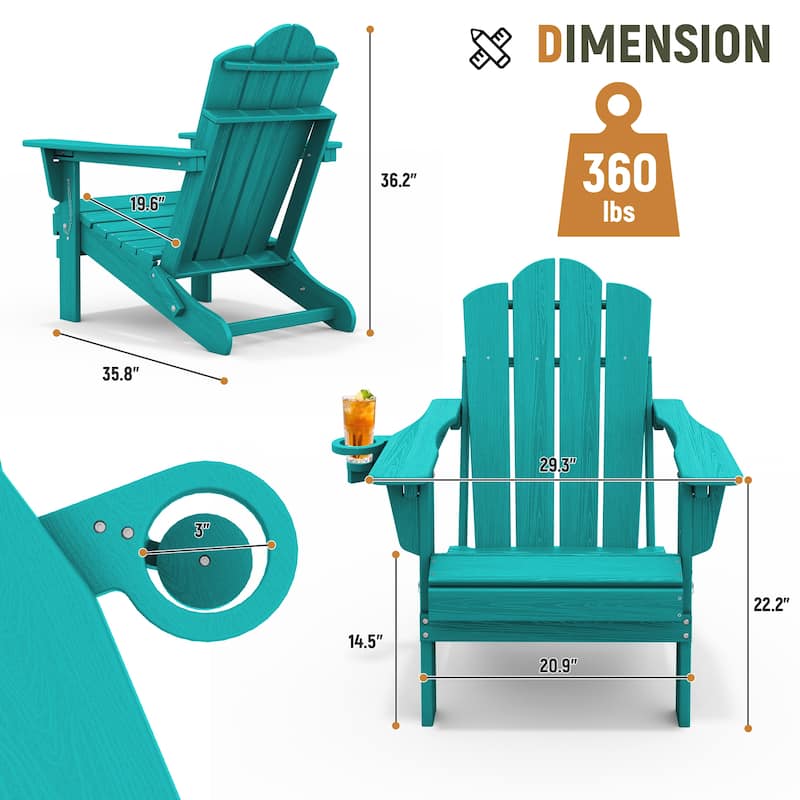 HDPE Plastic Outdoor/Indoor Adjustable Folding Adirondack Chair