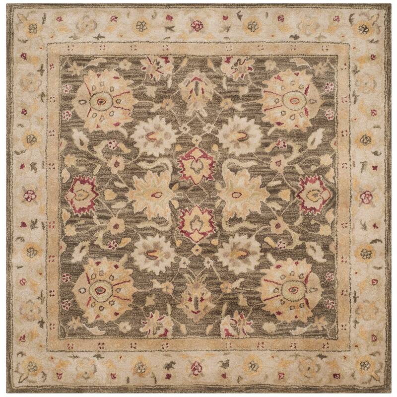 SAFAVIEH Handmade Antiquity Walentyna Traditional Oriental Wool Rug - 6' Square - Olive Grey/Beige