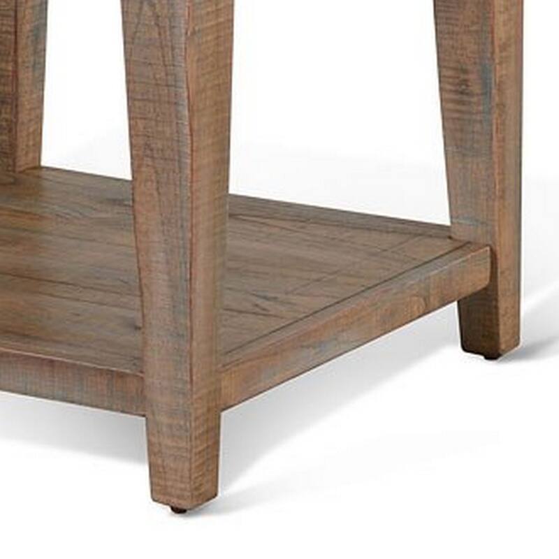 Lilly Side End Table, 1 Shelf, Weathered Brown, 24 Inch Square