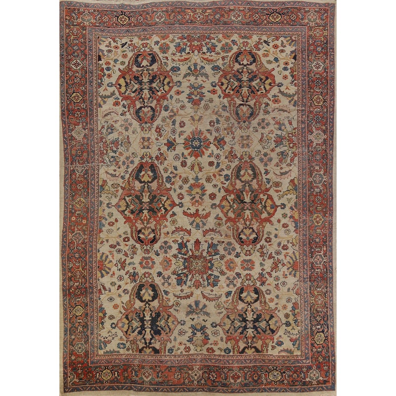 Hand Knotted Oriental 100% Wool Carpet Traditional Floral Beige & Ivories Sultanabad Area Rug - 11' 10'' X 8' 8''