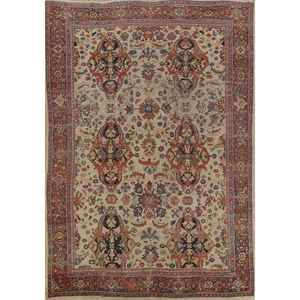 Hand Knotted Oriental 100% Wool Carpet Traditional Floral Beige & Ivories Sultanabad Area Rug - 11' 10'' X 8' 8''