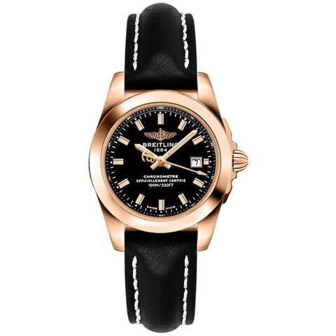 Breitling Women's 'Galactic' Black Leather Watch