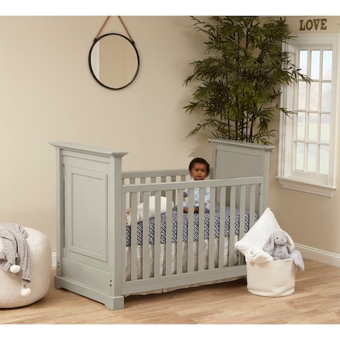 3-in-1 Convertible Island Crib in Light Grey