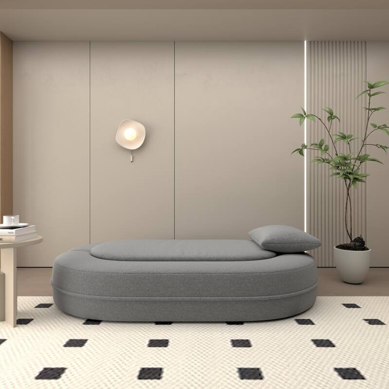 2-in-1 Foldable Convertible Futon Twin Size Sleeper Bed with 2 Pillows