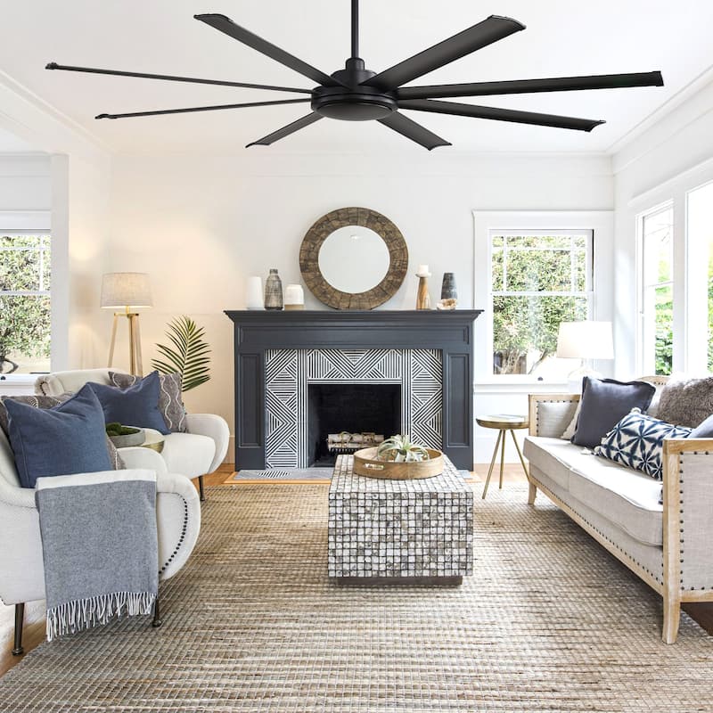MLiAN 80" 8- Aluminum Blades DC indoor Ceiling Fan with Remote - 80 - Black