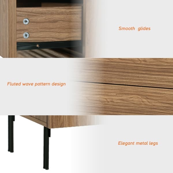 100 inch long dresser Modern 9 Drawer Dresser TV Stand for TVs up to 100 Inch, Reeded Entertainment Center, Wood TV Console with Storage for Living Room