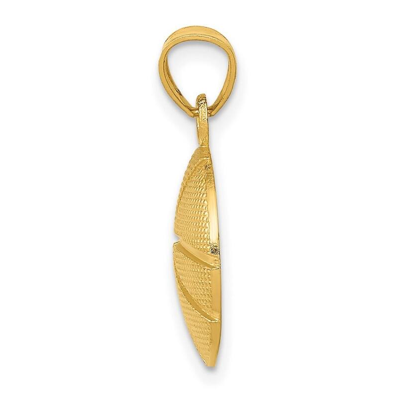 Curata 14k Yellow Gold Satin 18" Basketball Pendant Necklace - 21.5x13.8mm