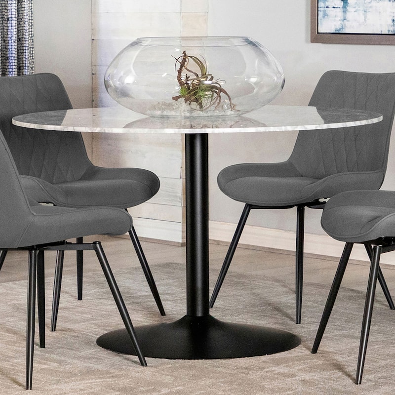 Bartole White and Matte Black Round Dining Table