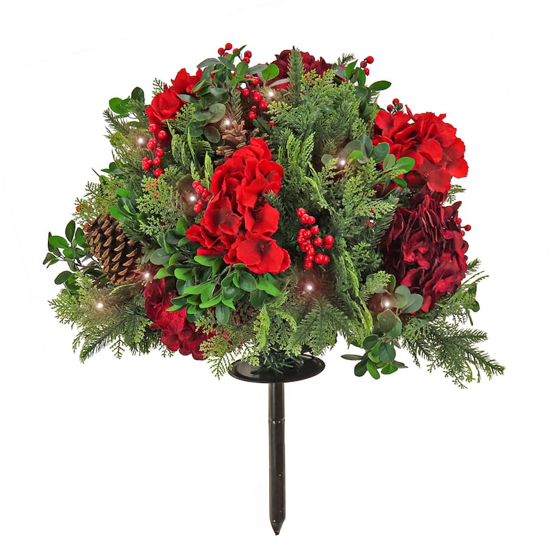 National Tree Company 28 in. Decorated Vienna Waltz Urn Filler with LED Lights - 28 in