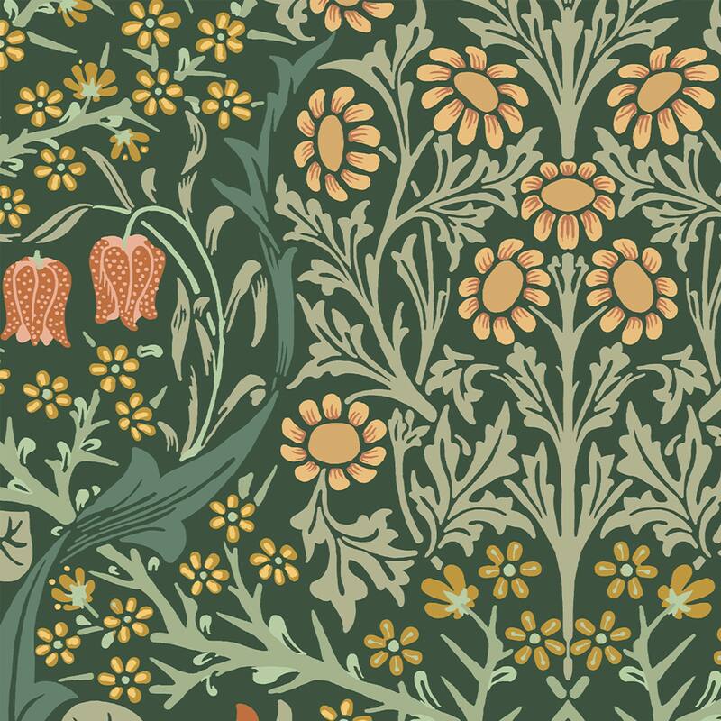 William Morris Blackthorn Deep Green Wallpaper