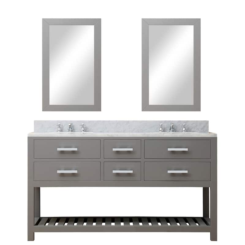 Water Creation Madalyn 60-inch Cashmere Grey Double Sink Bathroom Vanity - vanity with 2 mirrors