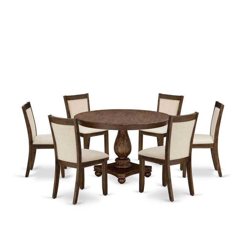 HomeStock 7-Piece Sand Blasted Black Finish Solid Wood Top Dining Table with 6-Chairs