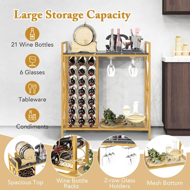 Costway 21 Bottle Wine Rack Freestanding Floor Wine Bottle Organizer - See Details