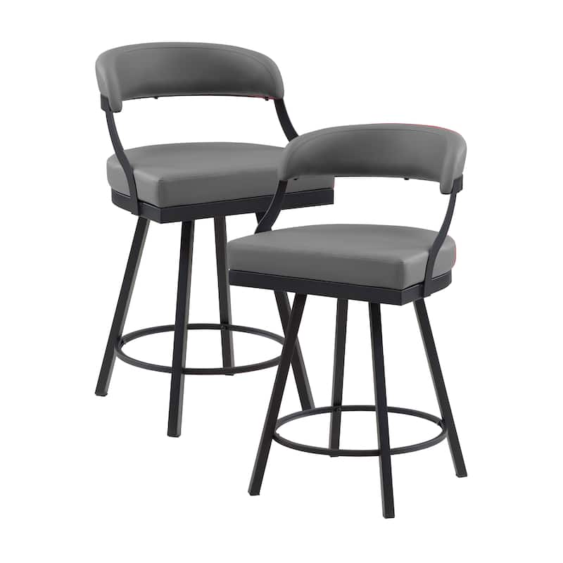 Barham Faux Leather Swivel Counter Height Chair (Set of 2) - Gray