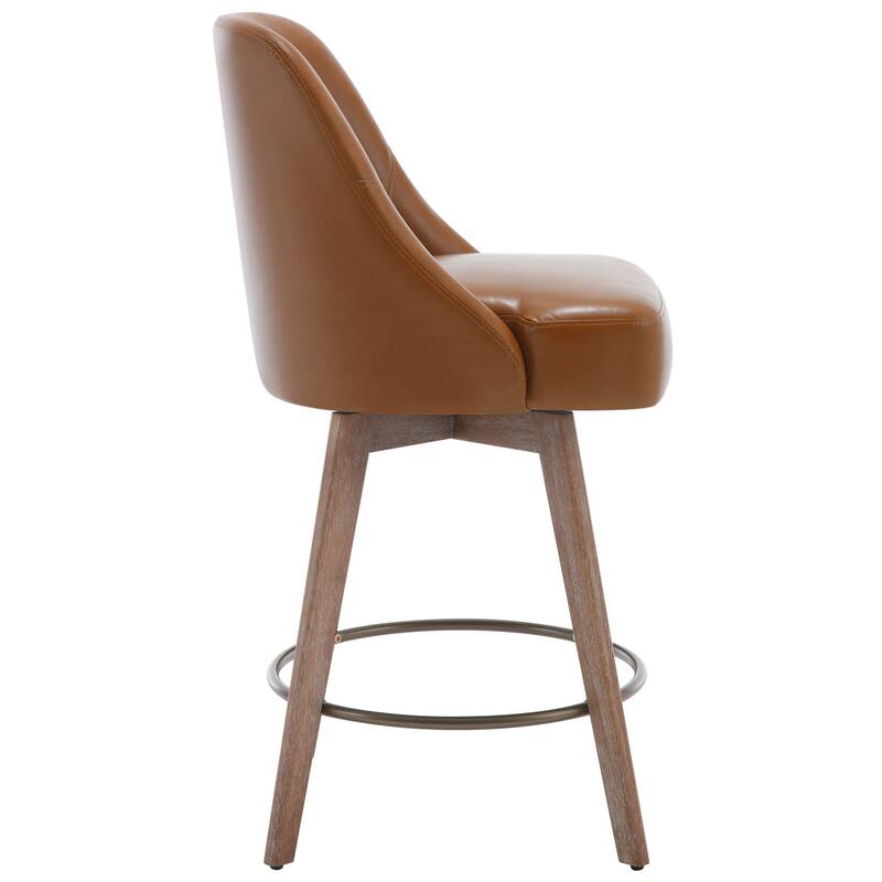 26" Counter Height Swivel Bar Stool, Upholstered Counter Stools - 39.37" (H) x 22.44" (D) x 21.65" (W)