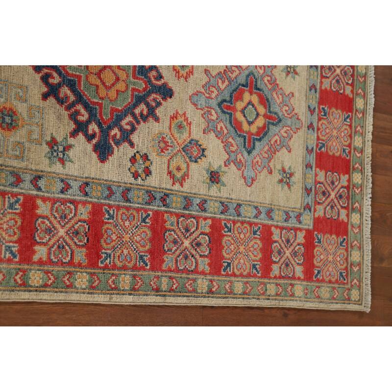 Geometric Kazak Runner Rug Handmade Foyer Wool Carpet - 2'10" x 9'7"