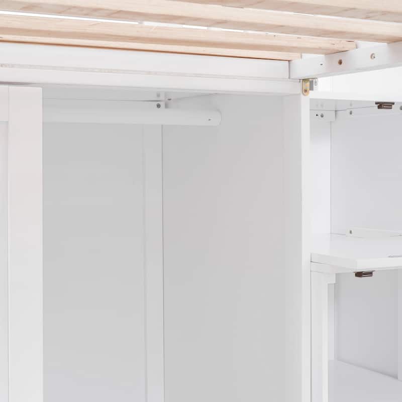 Double Twin Loft Beds with Wardrobes and Staircase