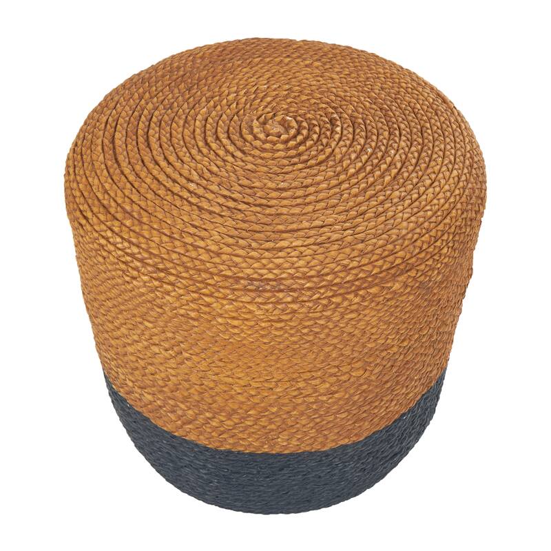 Brown Magnesium Oxide Two-Toned Garden Stool with Black Base and Woven Inspired Design