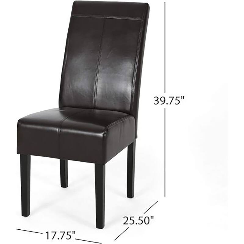 Roomfitters Pertica Bonded Leather Dining Chairs, Hardwood Frame, Set of 2, Chocolate