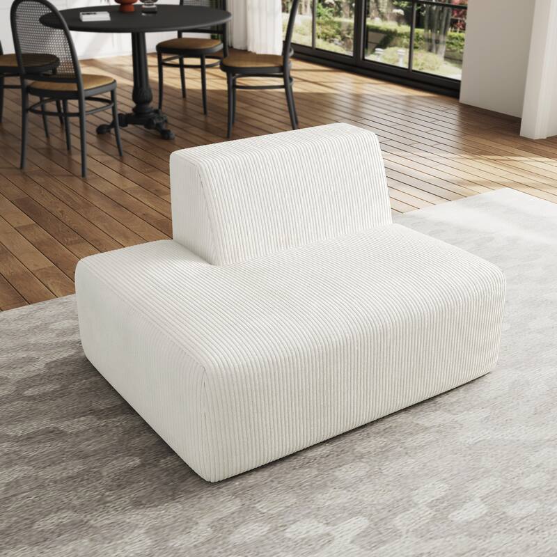 Modern Chaise Lounge Indoor Corduroy Sofa - BEIGE/LEFT
