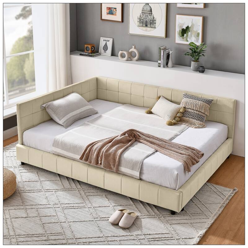 Full Size Upholstered Tufted Bed Frame for Bedroom