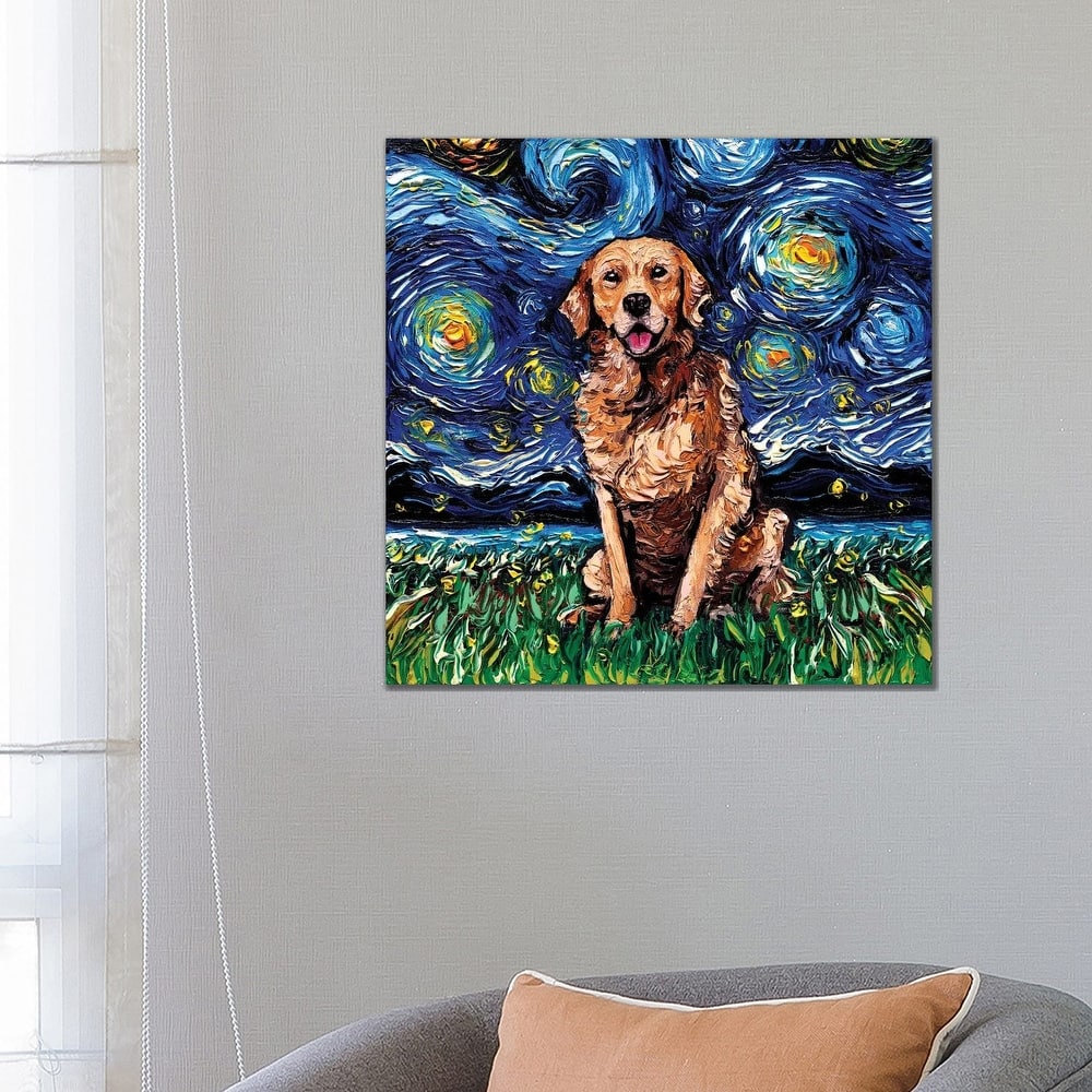 iCanvas "Golden Retriever Night (Dark Coat)" by Aja Trier Canvas Print