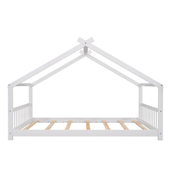 slide 2 of 30, Full House Bed with Roof & Play Area - Pinewood Frame